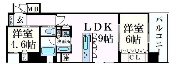 三ノ宮駅 徒歩5分 8階の物件間取画像